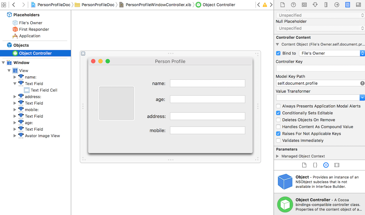 ProfileWindowXibObjectControlle